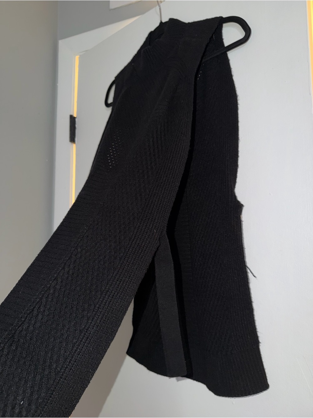 Black Knit Sleeveless Vest with Camel Belt Detail - Picture 4 of 5
